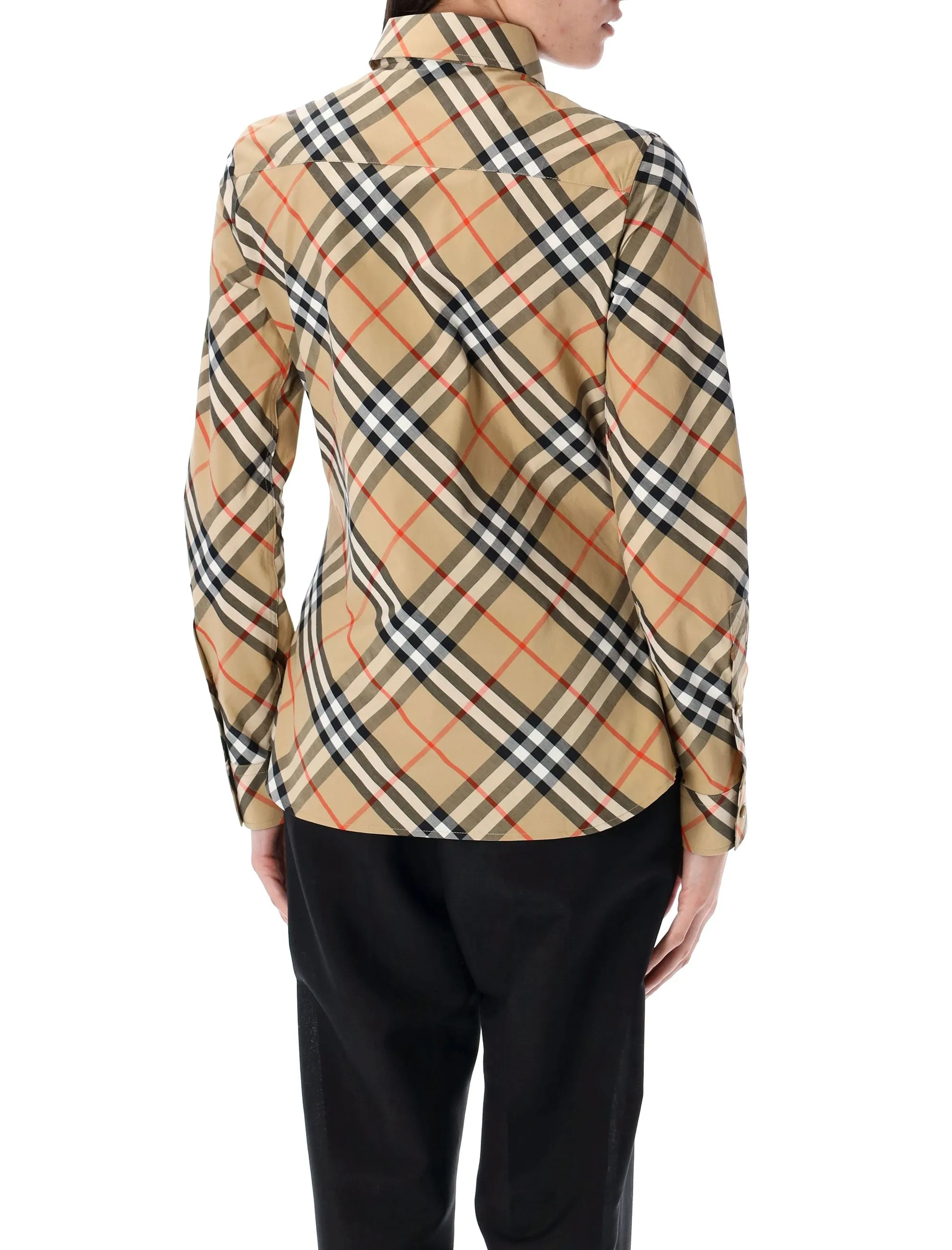 BURBERRY Slim Fit Check Cotton Shirt for Women - Spring Summer 25