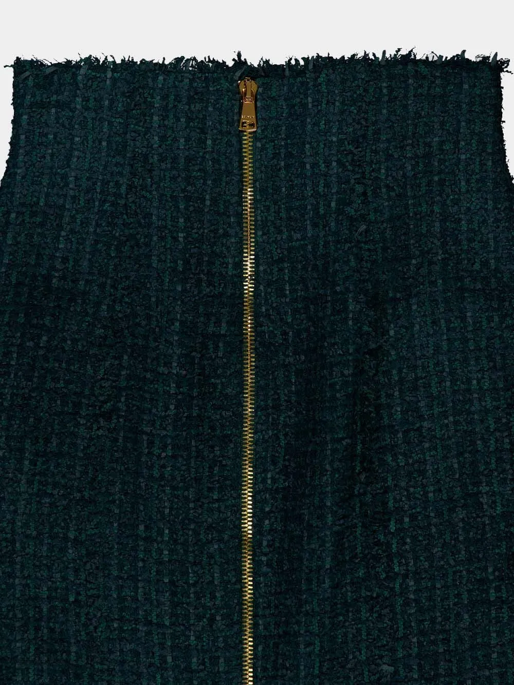 Button-Detail Tweed Pencil Skirt