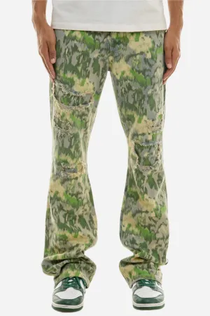 Camo(Washed)Forest Slim Flare Jeans - Slim Flare Fit