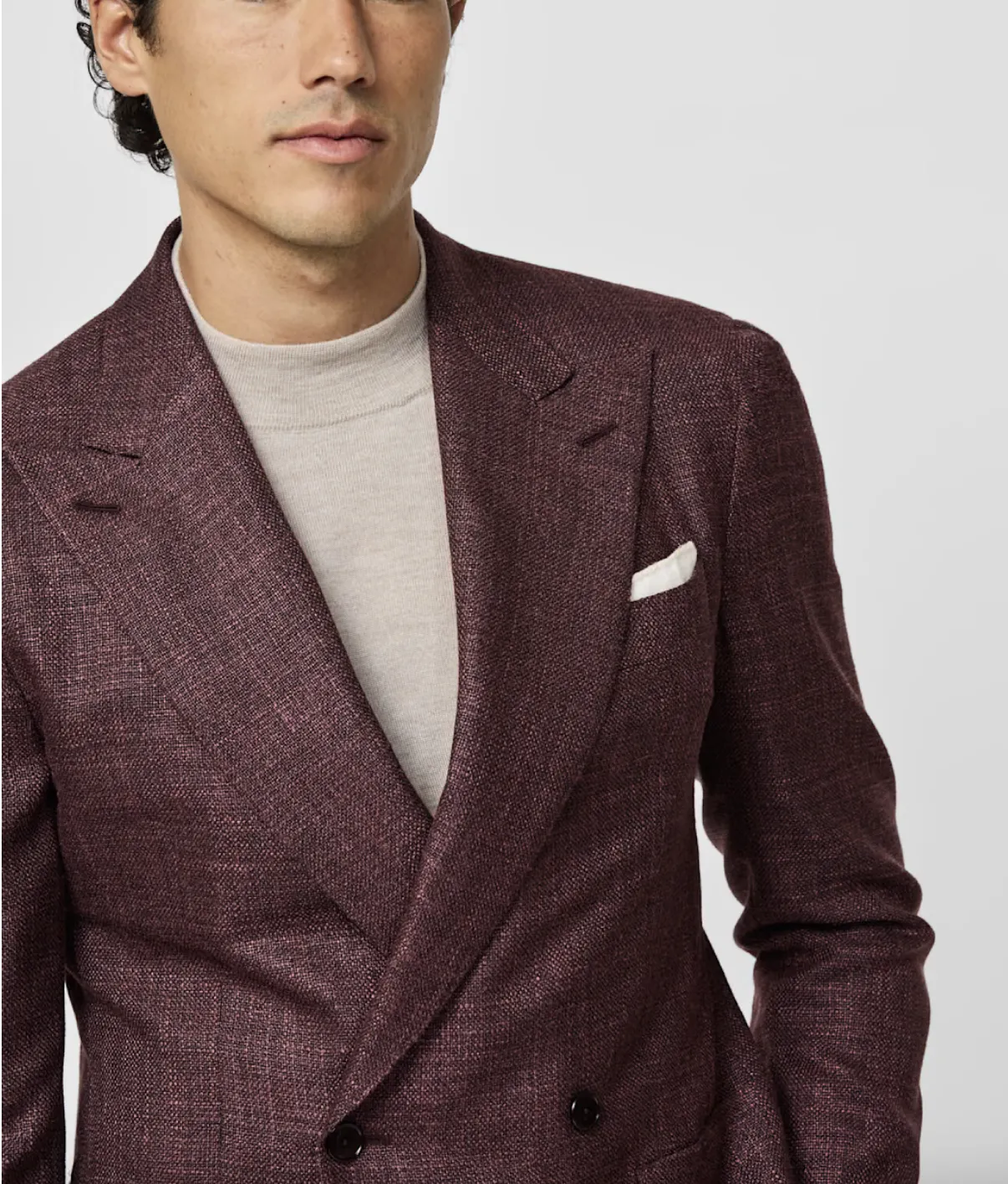 Cerruti Autumn Red Merino Wool & Silk Basketweave