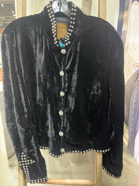 CF21-17 VELVET JKT W/STUDS & STUD CROSS ON SLEEVE