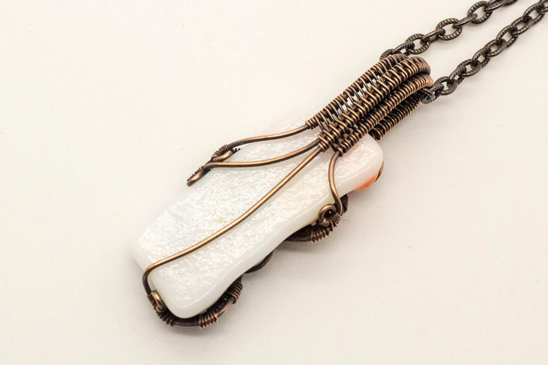 Chakra-Inspired Fused Glass Pendant with Copper Wire Wrapping