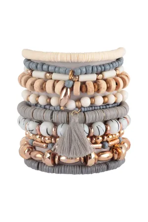 CHARM MULTI BEADS FIMO TASSEL VERSATILE BRACELET