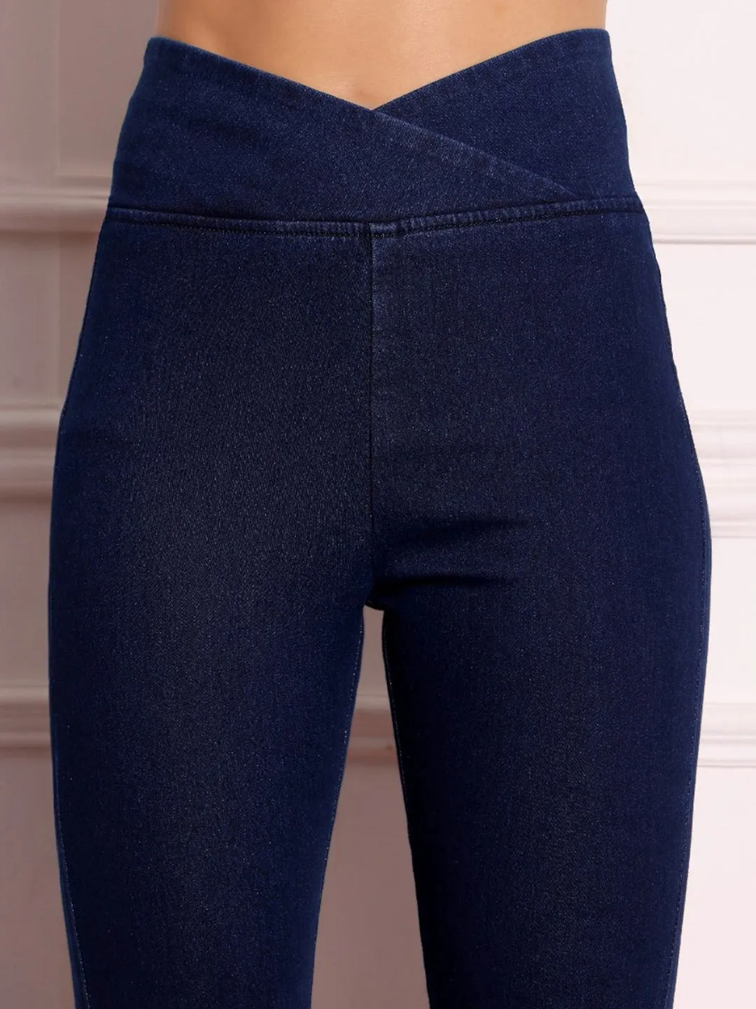 CHASEshape™ Navy-Blue Bootcut High-Rise Stretchable Denim Pull-Up Jeans