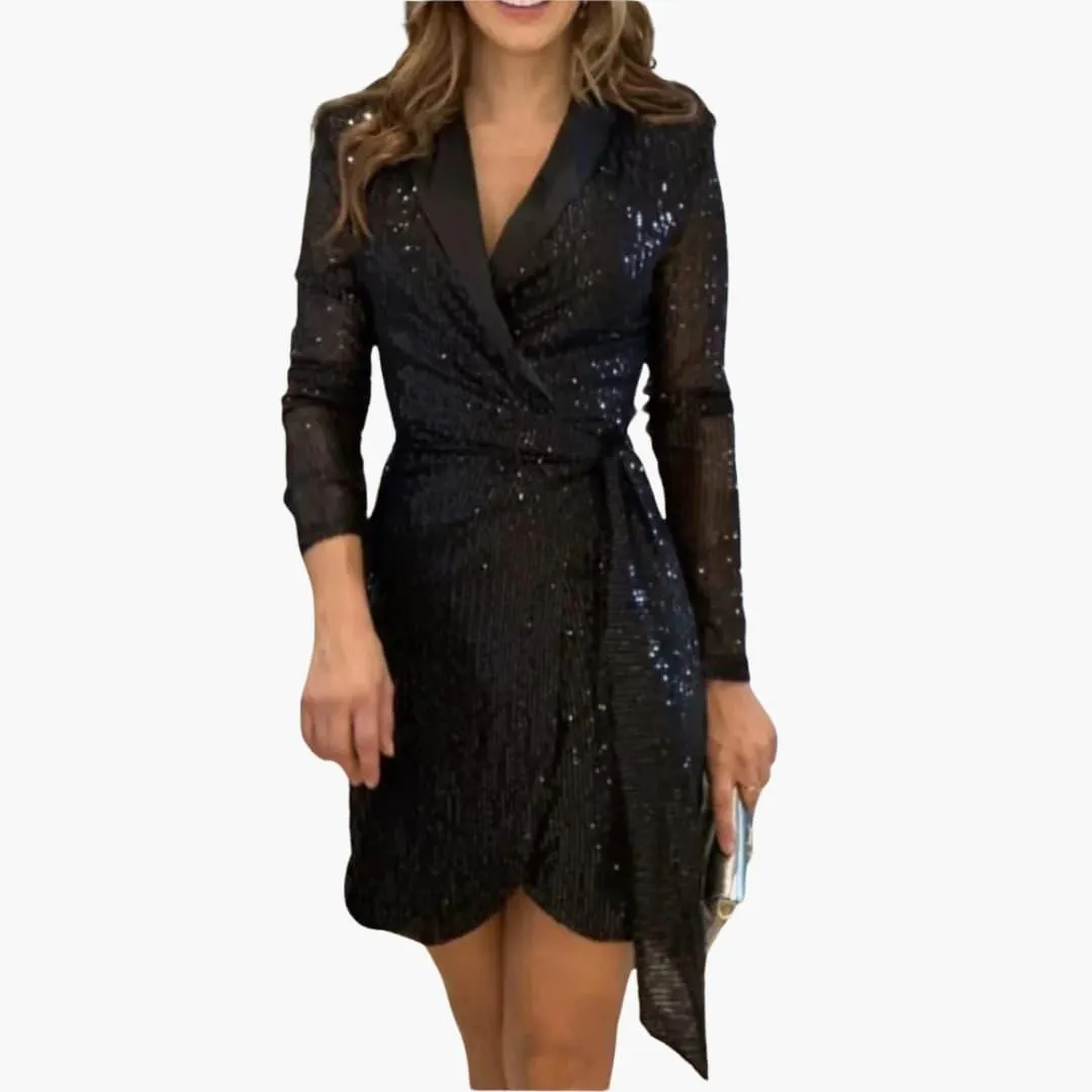 Chic Glitter Blazer Dress for Women
