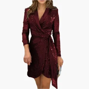 Chic Glitter Blazer Dress for Women