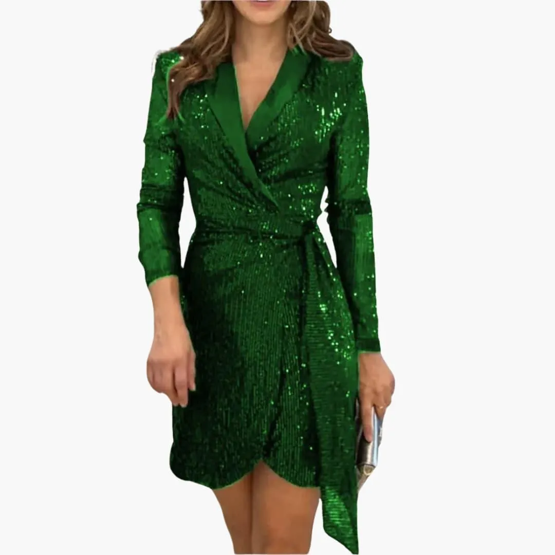 Chic Glitter Blazer Dress for Women