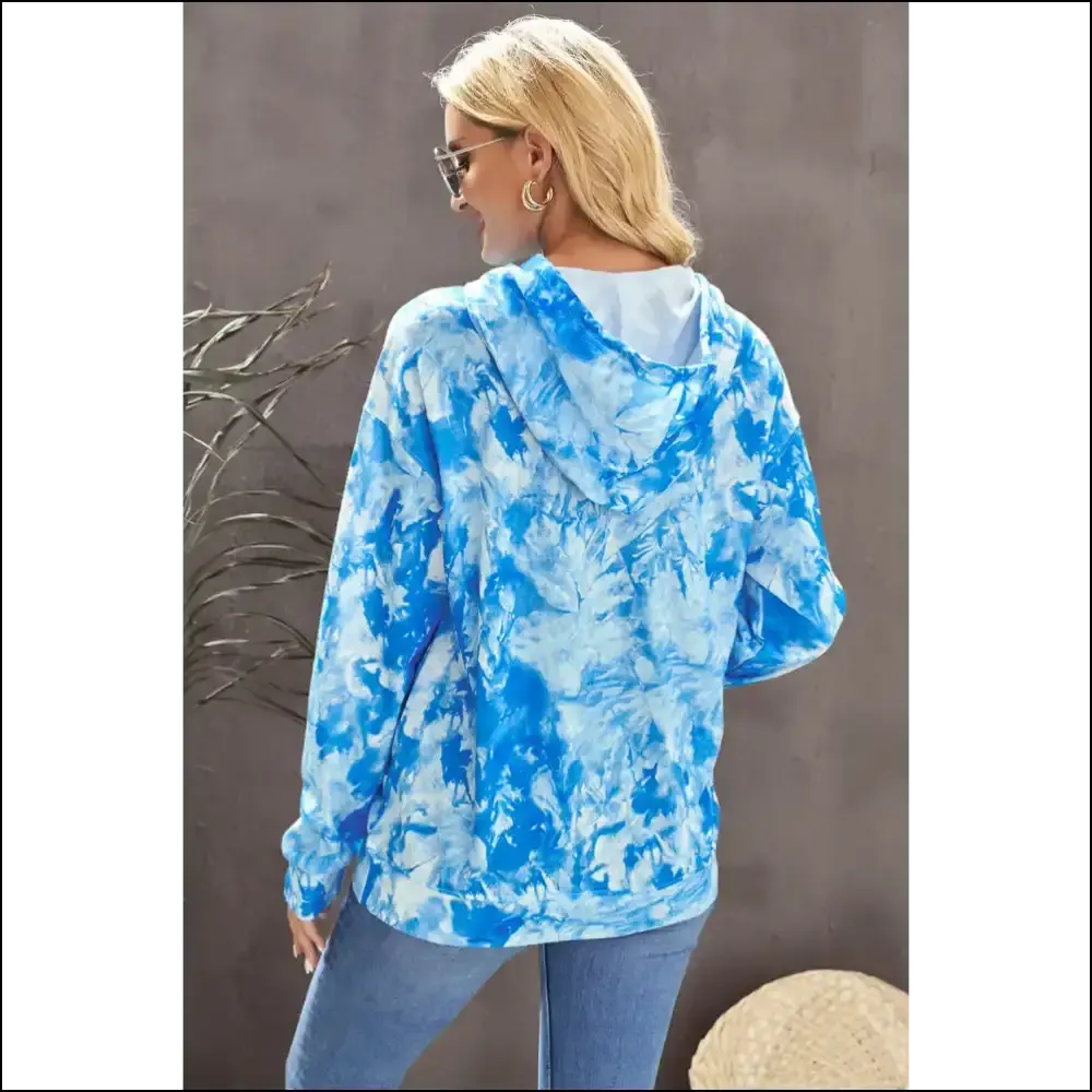 Chic Tie-Dye Drawstring Hoodie with Pocket