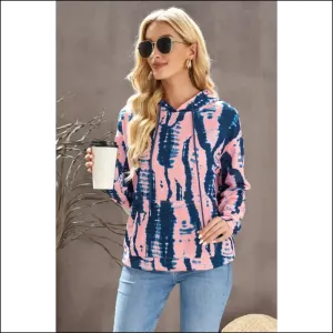 Chic Tie-Dye Drawstring Hoodie with Pocket