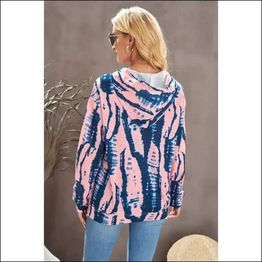 Chic Tie-Dye Drawstring Hoodie with Pocket