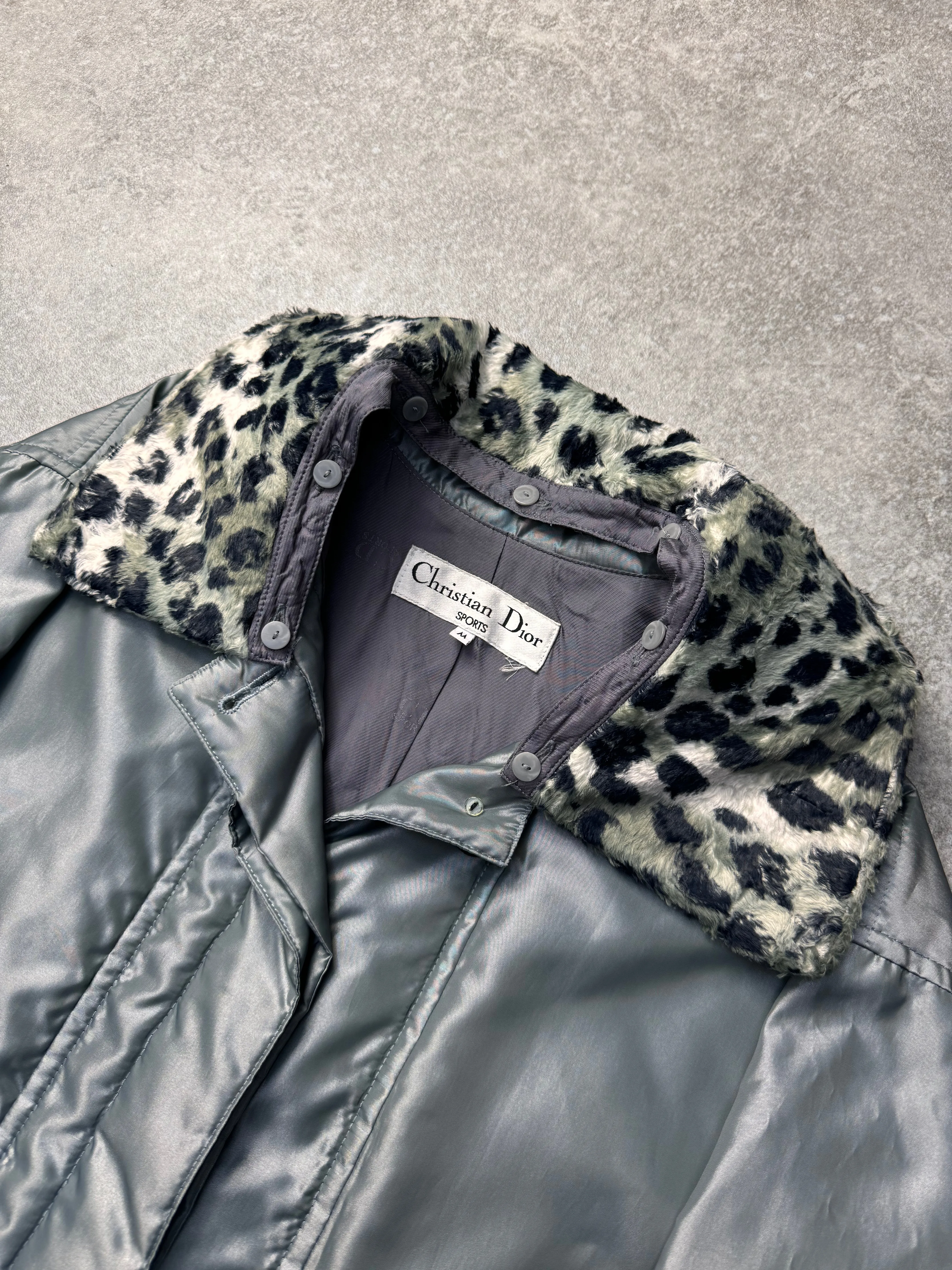 Christian Dior Detachable Faux Fur Collar Nylon Midi Jacket