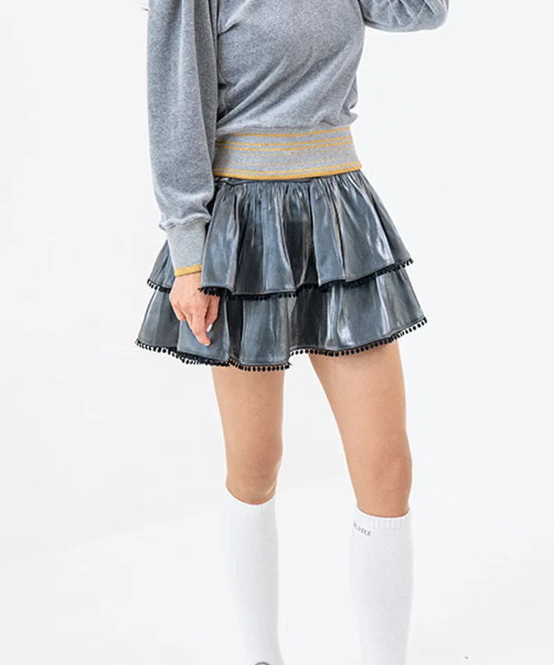 CHUCUCHU Pearl Cancan Skirt - Silver