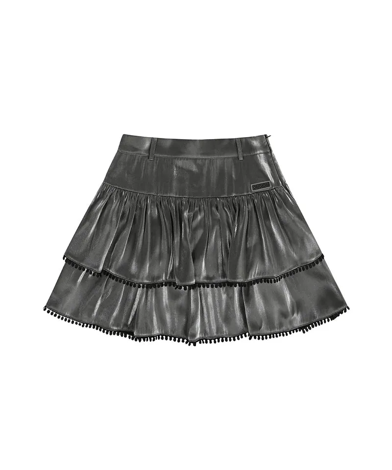 CHUCUCHU Pearl Cancan Skirt - Silver