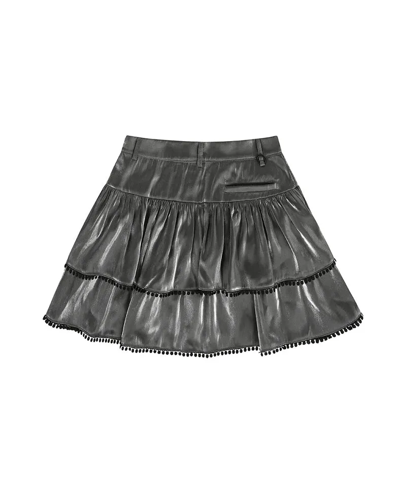 CHUCUCHU Pearl Cancan Skirt - Silver