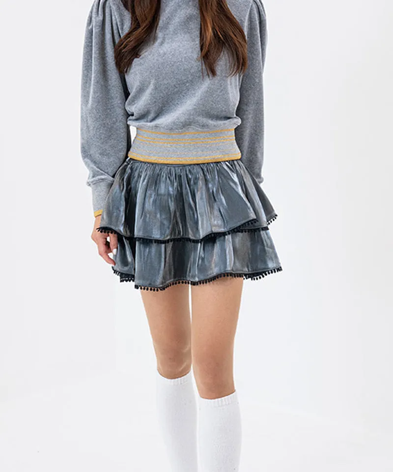 CHUCUCHU Pearl Cancan Skirt - Silver