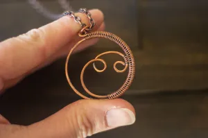 Circular Copper Wire Wrapped Pendant