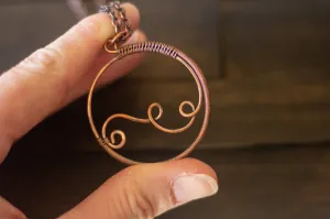 Circular Copper Wire Wrapped Pendant