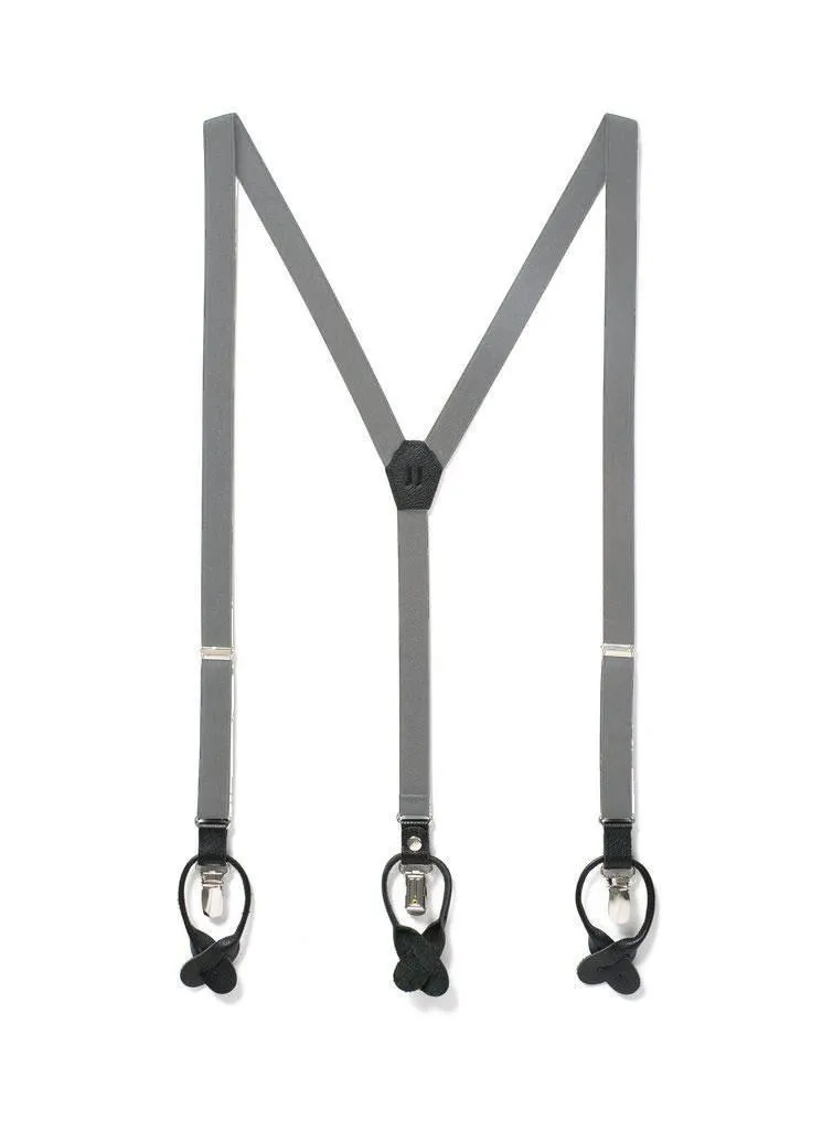 Cool Steel - Skinny Grey Suspenders