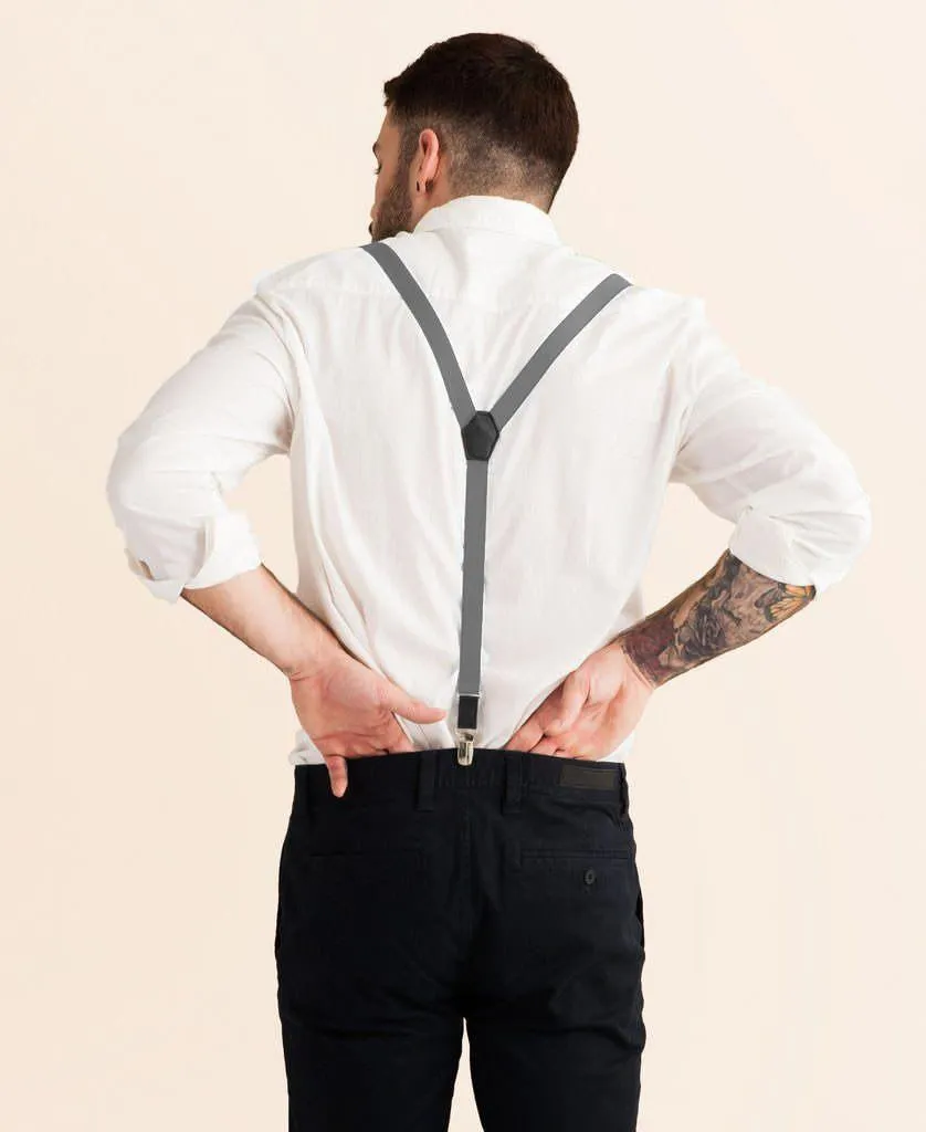 Cool Steel - Skinny Grey Suspenders