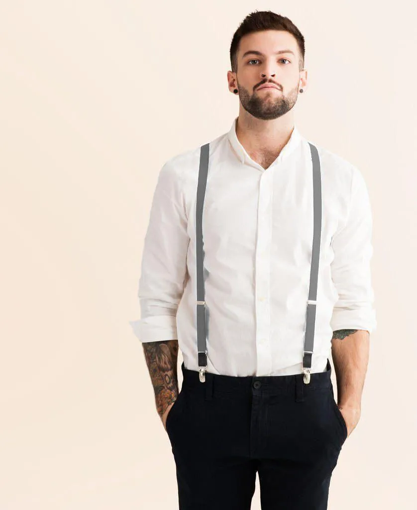 Cool Steel - Skinny Grey Suspenders
