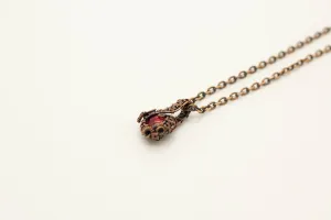Copper Mini Pendant with Bright Red Fused Glass Accent