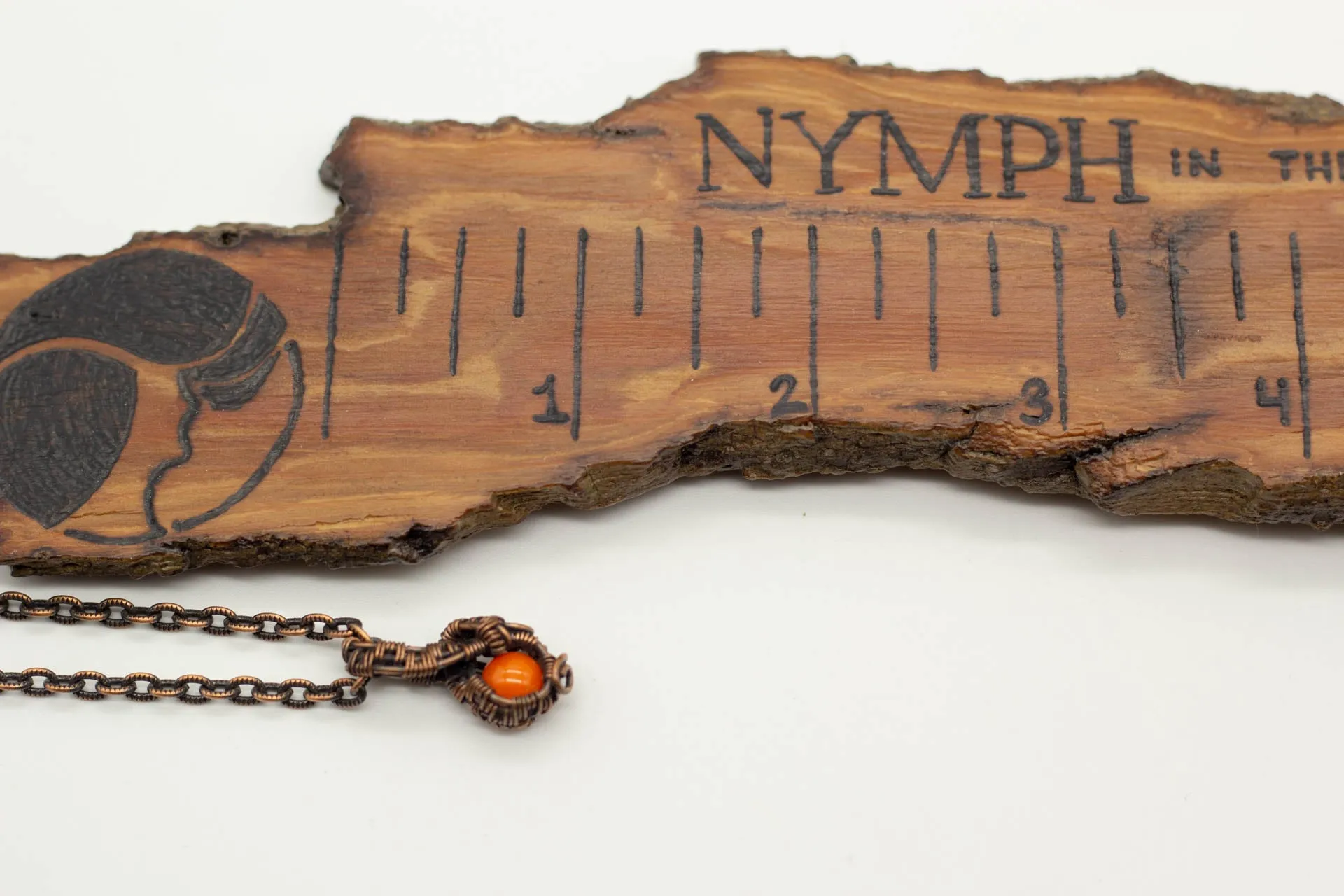 Copper Mini Pendant with Orange Fused Glass Accent