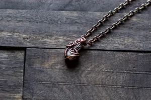 Copper Mini Pendant with White Fused Glass Accent