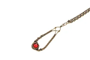 Copper Teardrop Pendant with Bright Red Fused Glass Accent