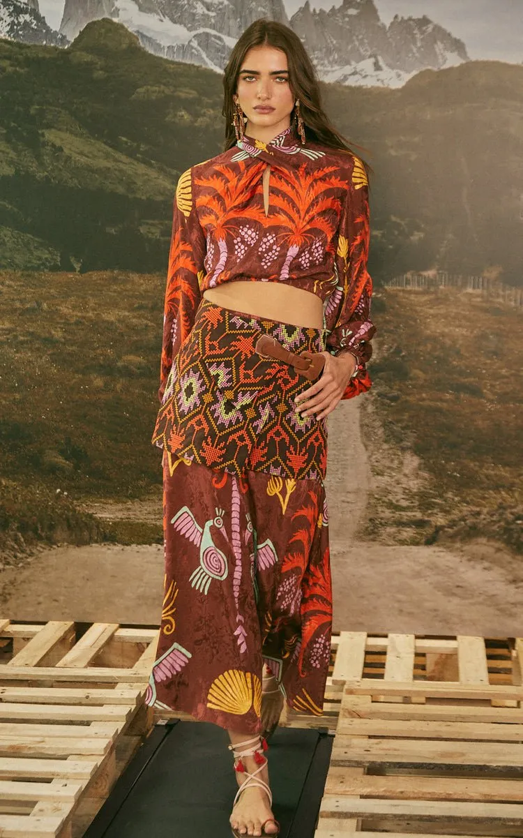 Cosmogony Tobacco Candente Midi Skirt