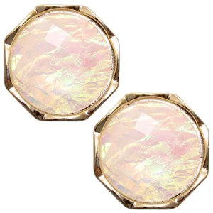 Cream Iridescent Faux Gemstone Post Earrings