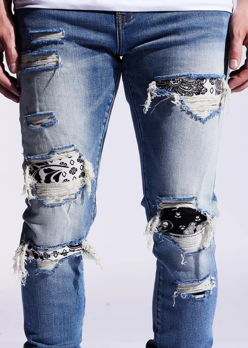 CRYSP LEO DENIM - BLUE PAISLEY