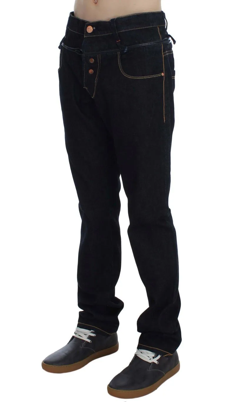 Dark Blue Cotton Denim Regular Fit Jeans