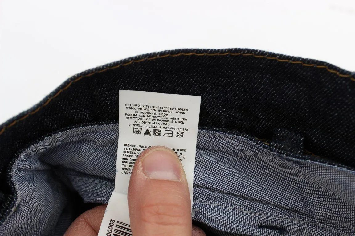 Dark Blue Cotton Denim Regular Fit Jeans
