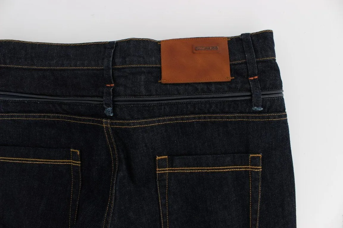 Dark Blue Cotton Denim Regular Fit Jeans