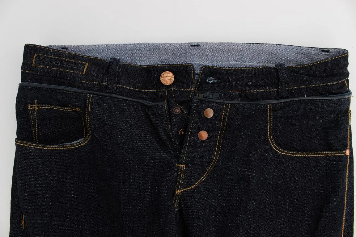 Dark Blue Cotton Denim Regular Fit Jeans