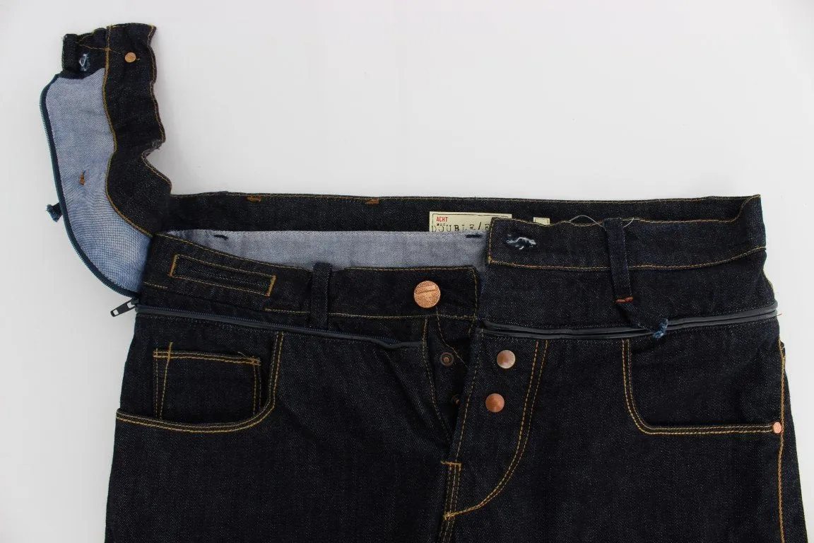Dark Blue Cotton Denim Regular Fit Jeans