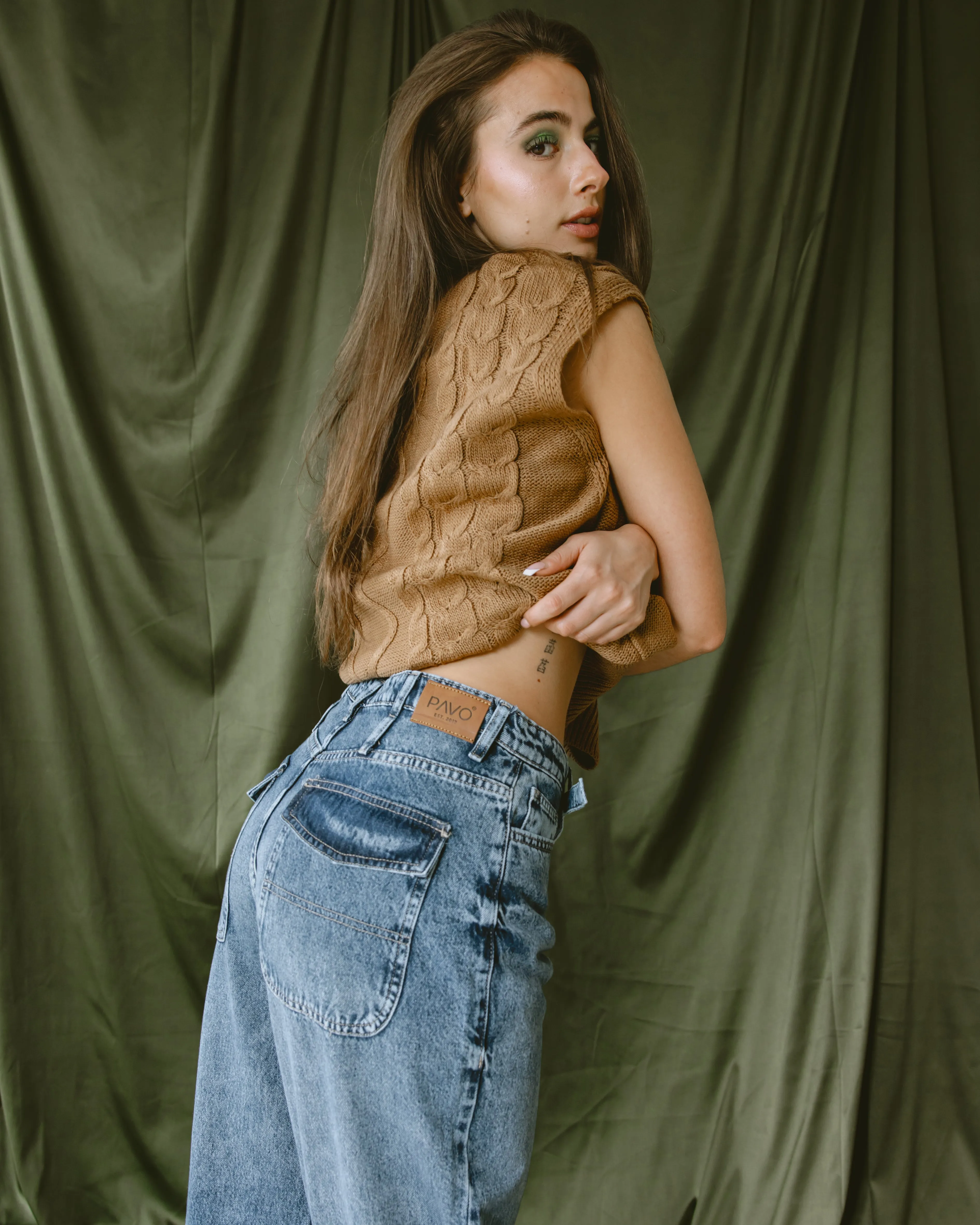 Dark blue Slim Belt jeans