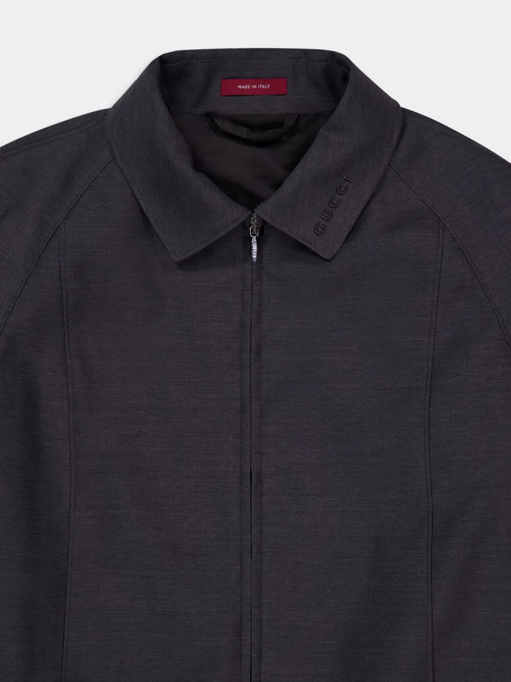 Dark Grey Wool Bomber Jacket