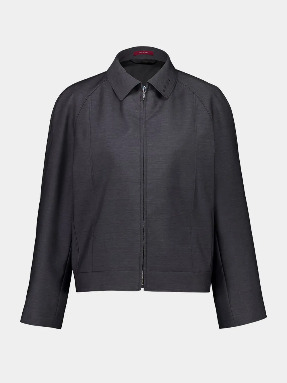 Dark Grey Wool Bomber Jacket