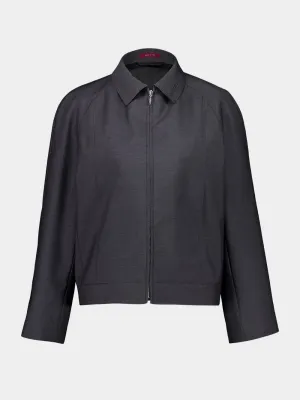 Dark Grey Wool Bomber Jacket