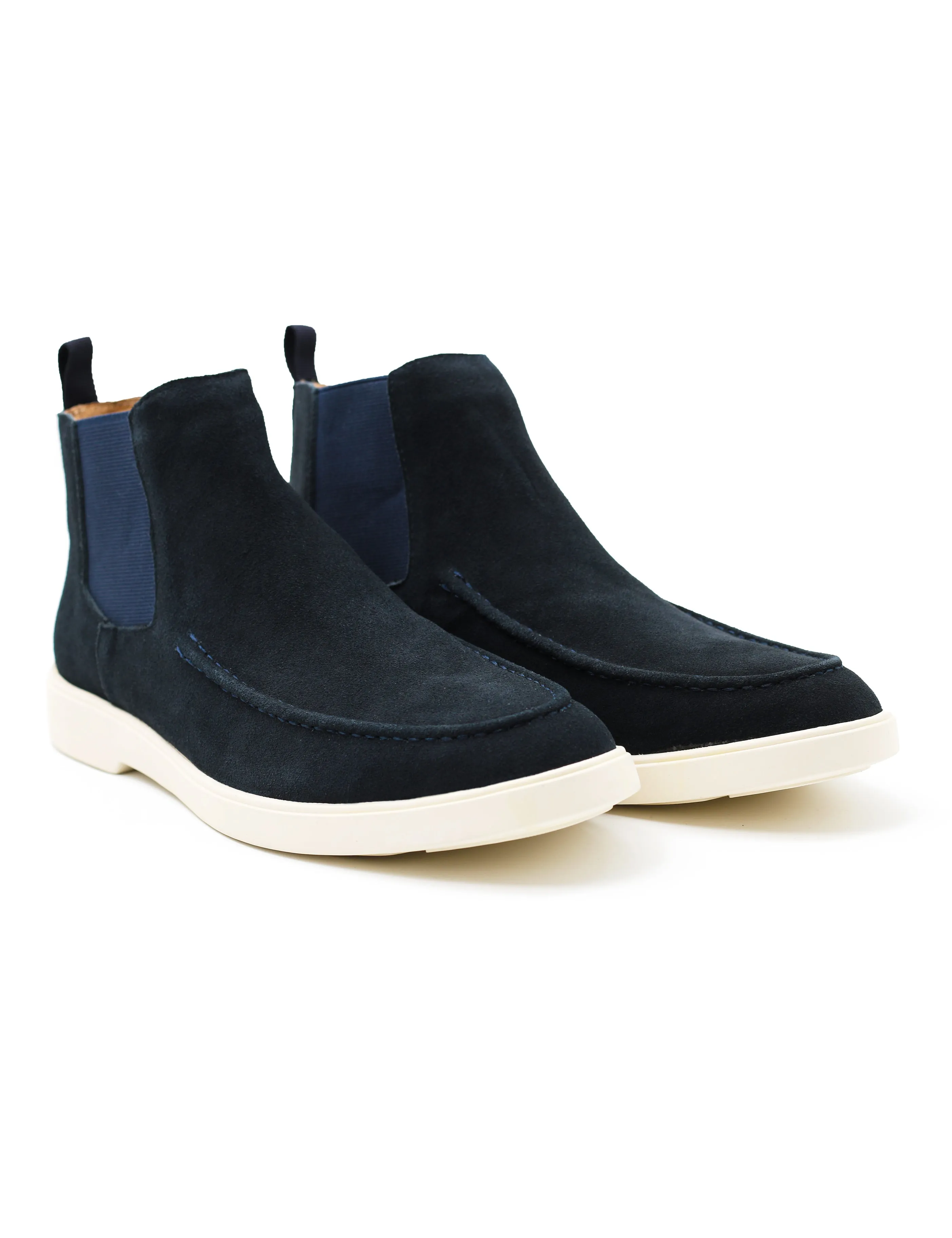 Dark Navy Suede Chelsea Boots Low Top