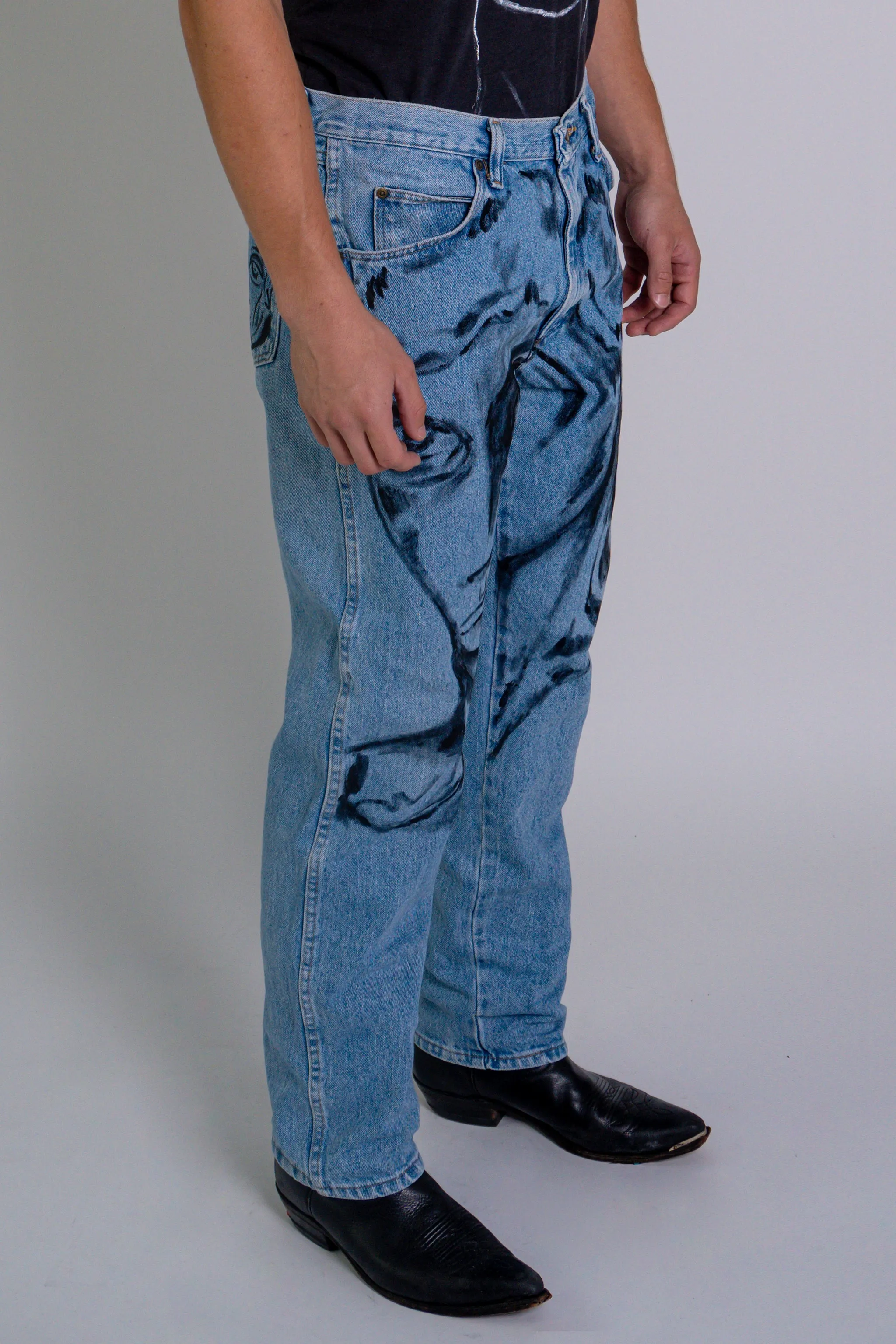 'Dearest Boy' Hand Painted Jeans - 31 Waist