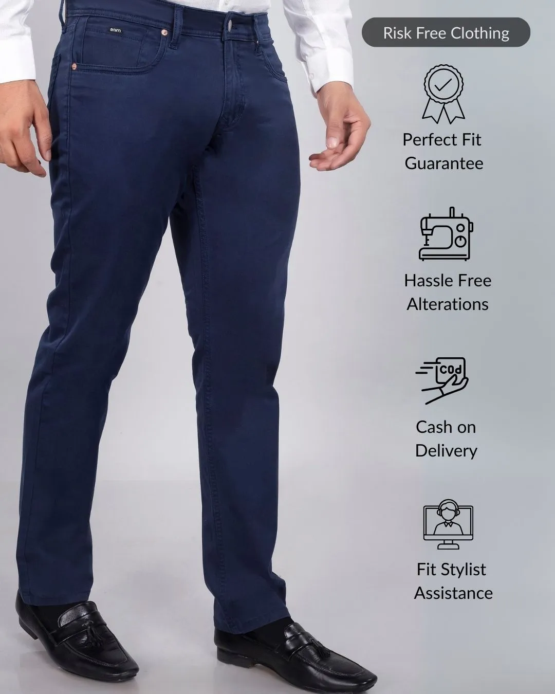 Deep Blue Cotton Stretch Jeanos