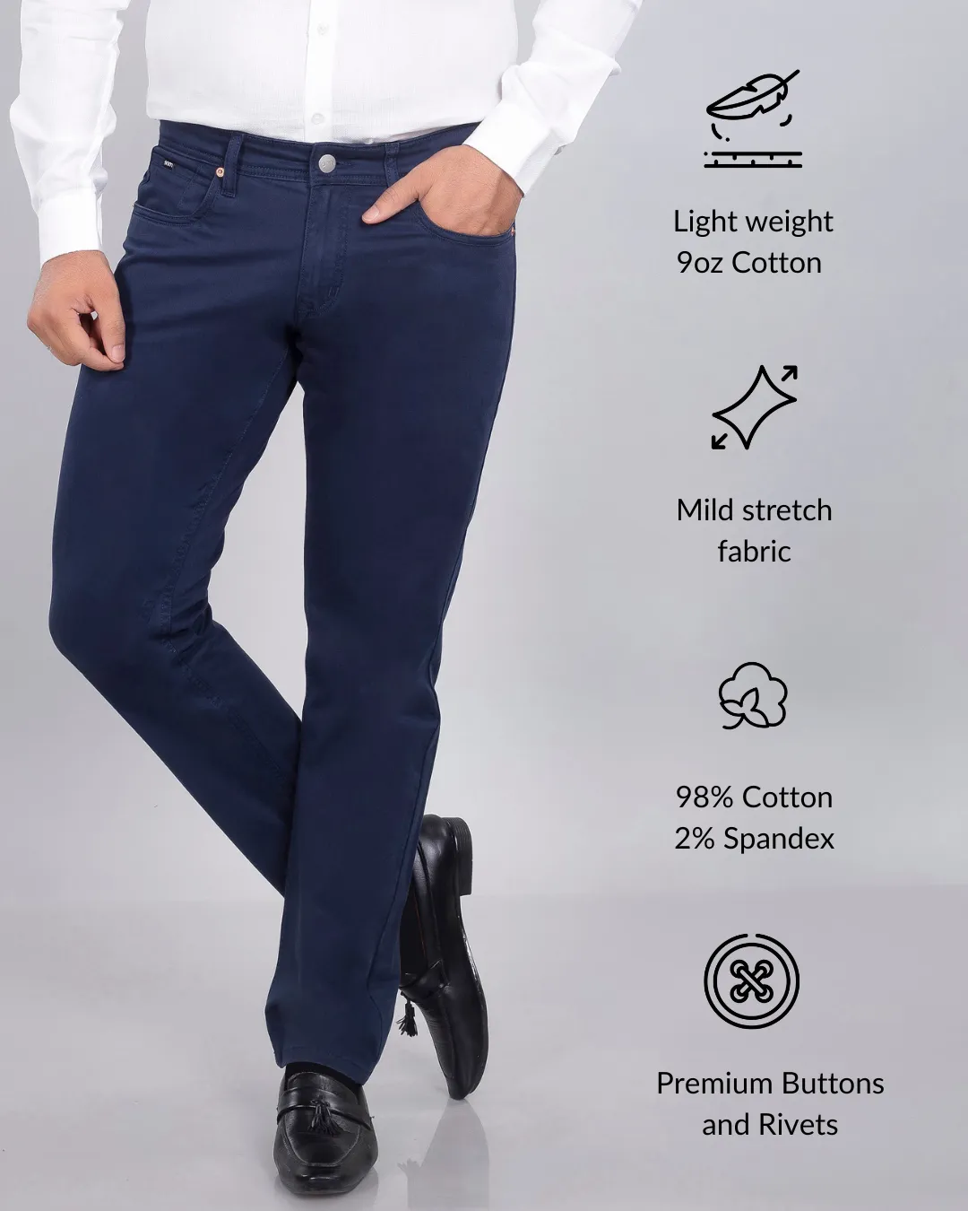 Deep Blue Cotton Stretch Jeanos