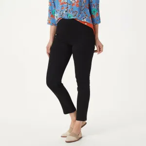 Denim & Co Plus Stretch Denim Wide Waistband Seaming Detail Ankle Jeans