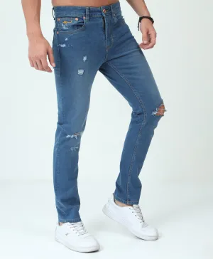 Distressed Light Blue Slim-fit Jeans