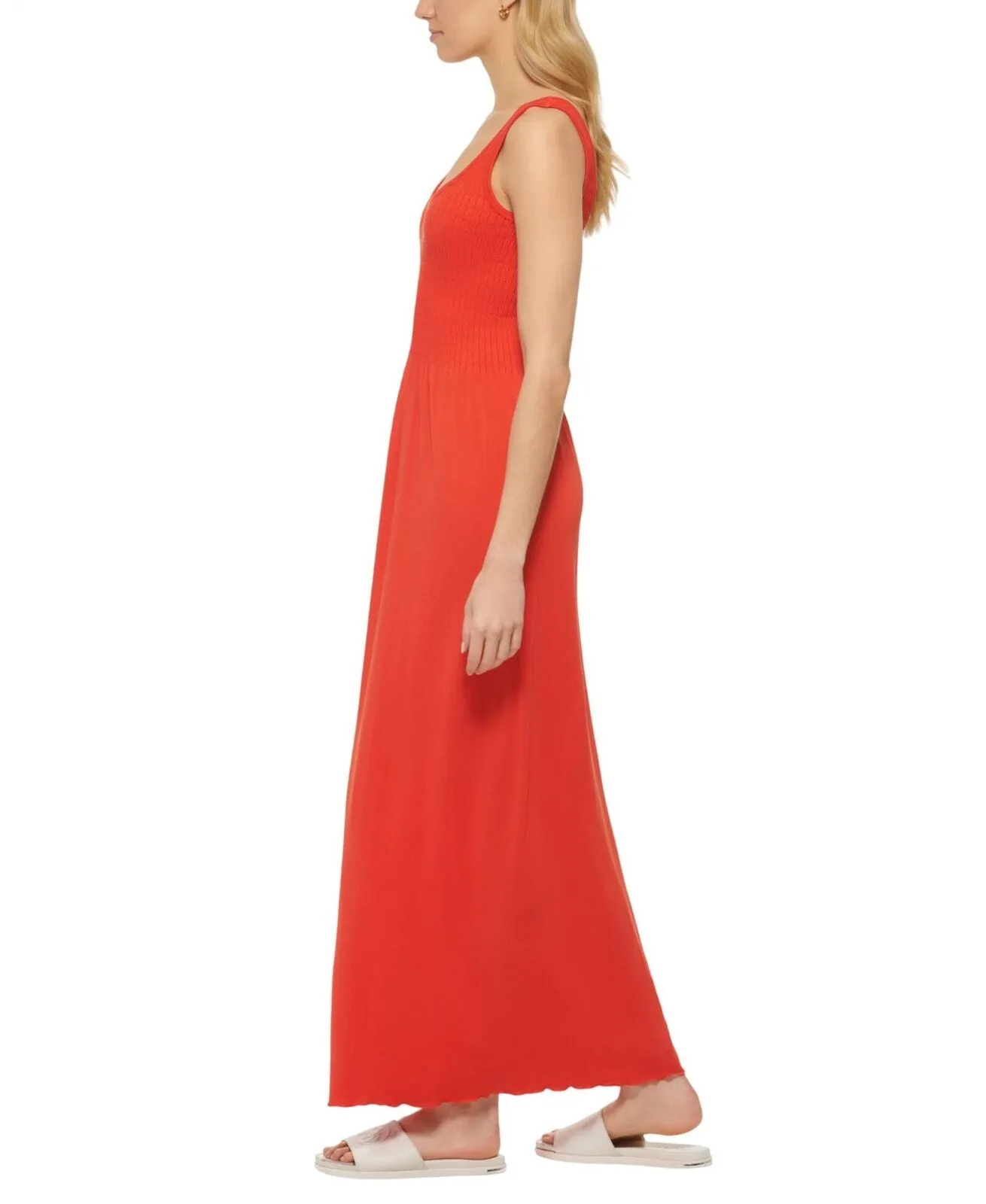 Dkny Jeans Womens Stitch-Yoke Maxi Dress E22HAB34 Red Alert L