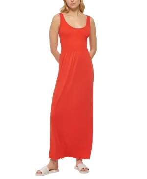Dkny Jeans Women's Stitch-Yoke Maxi Dress E22HAB34 Red Alert XL