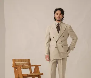 Double-Breasted Beige Suit