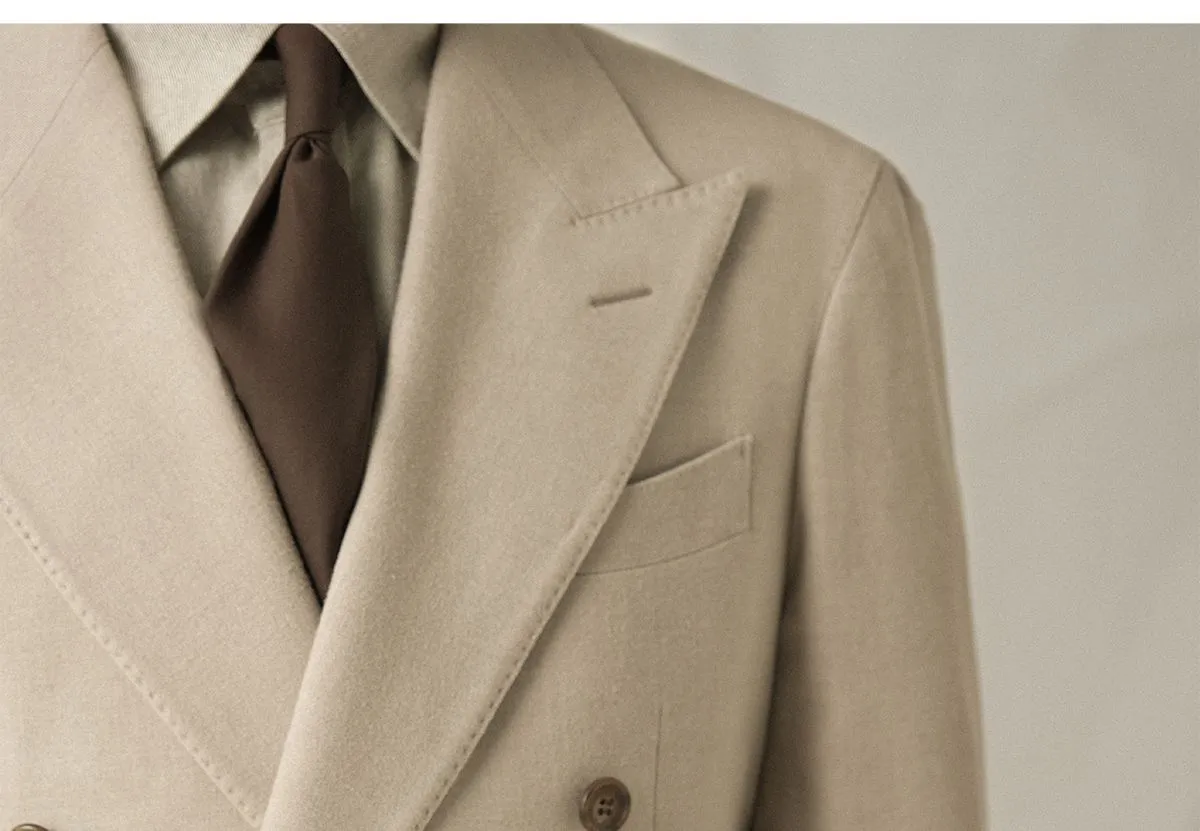 Double-Breasted Beige Suit